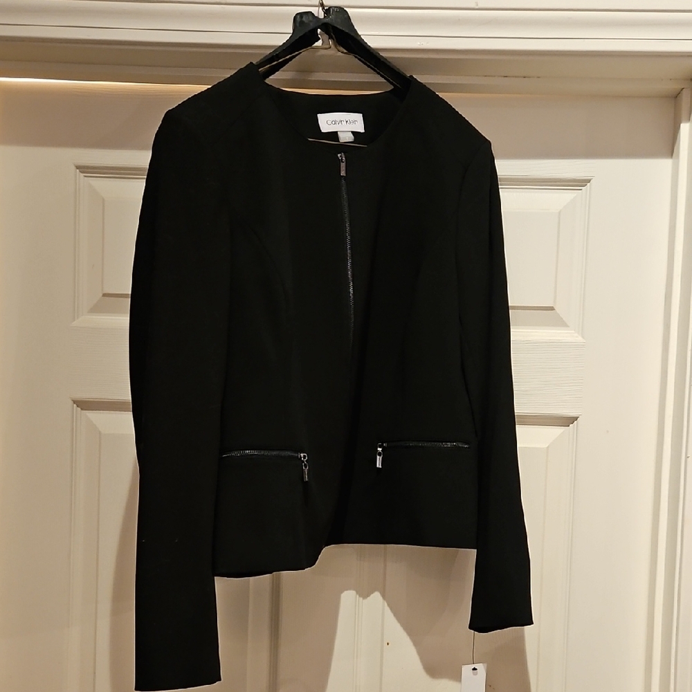 Calvin Klein Black Zip FR Blazer Jacket